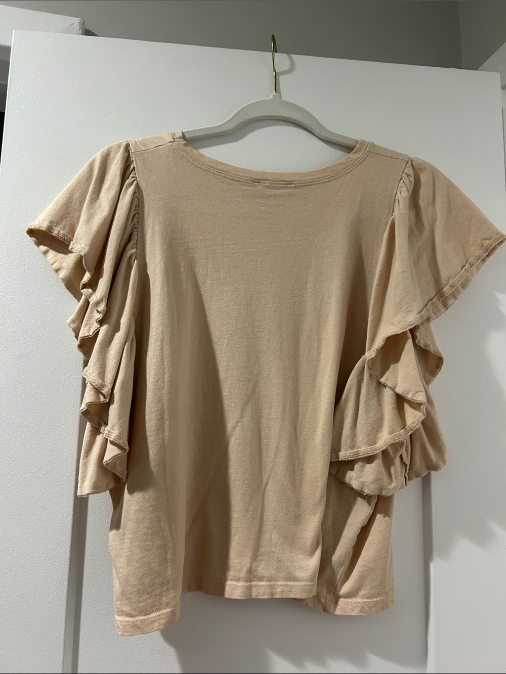 Zara Tan Ruffle Sleeve Tee - Picture 3 of 3